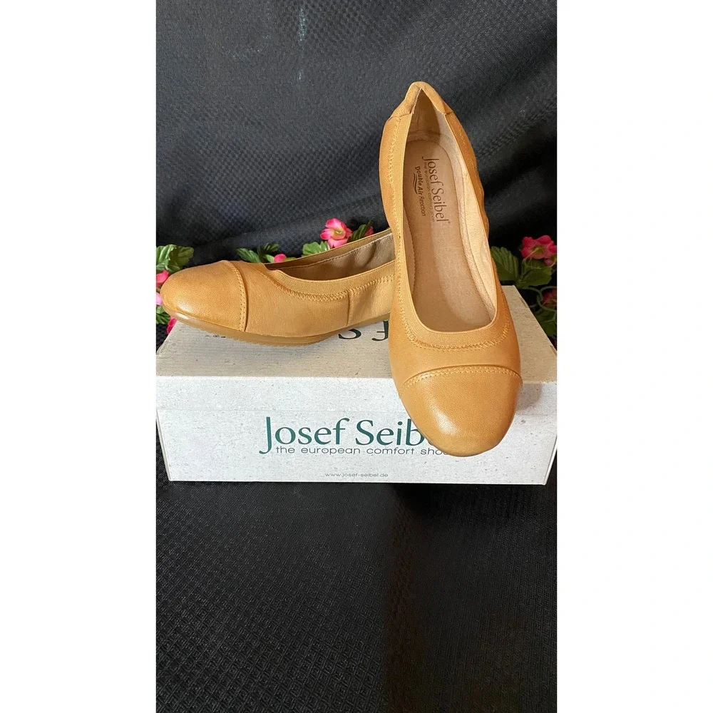 Josef Seibel Pippa Calif Combi Leather Ballet Flats Tan Brown Size 37 Womens